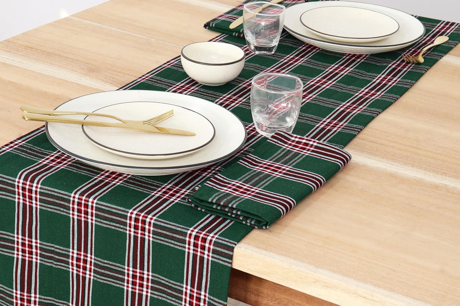 image:imagePurpleEssences 4th of July Buffalo Plaid Table Runner 14 x 90 inch Classic Farmhouse 100 Cotton Checkered Table Runner Veterans Day Red Blue White14 x 72 Inch