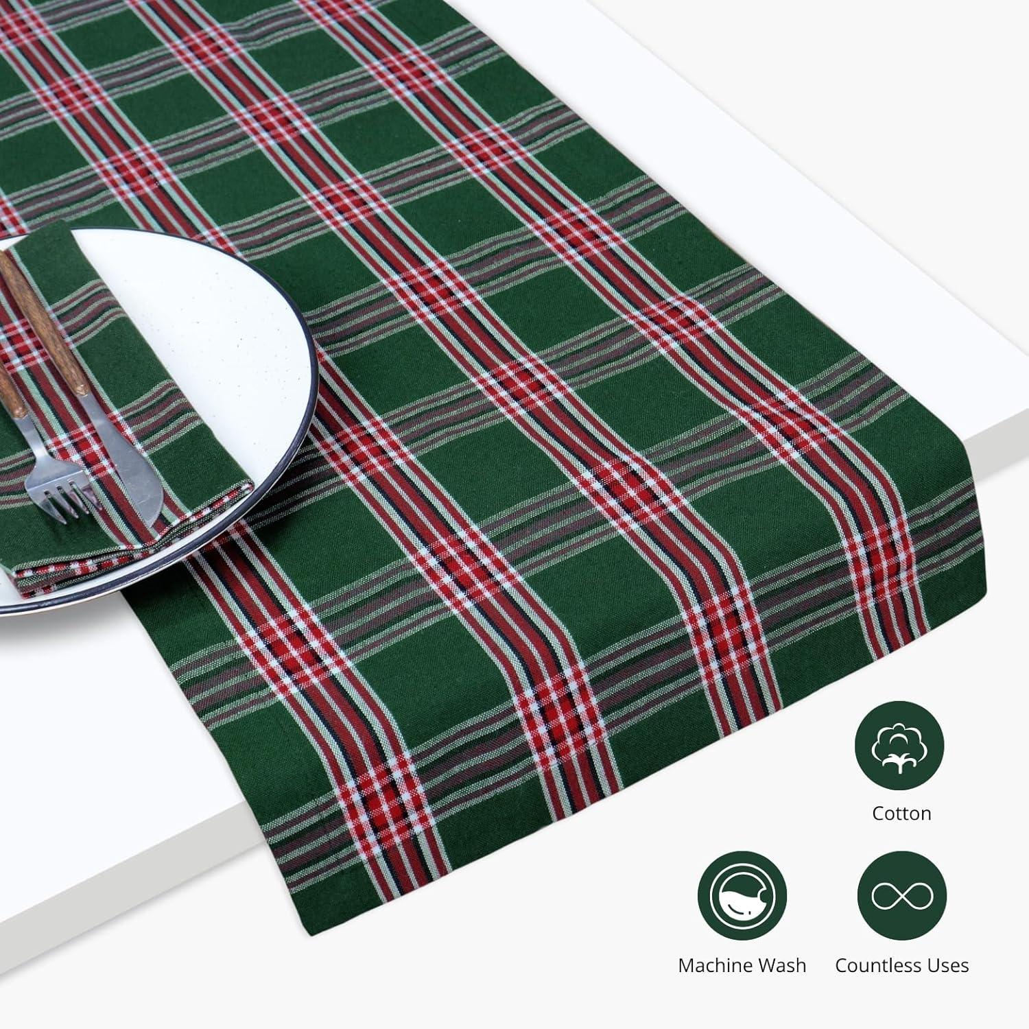 image:imagePurpleEssences 4th of July Buffalo Plaid Table Runner 14 x 90 inch Classic Farmhouse 100 Cotton Checkered Table Runner Veterans Day Red Blue White14 x 108 Inch