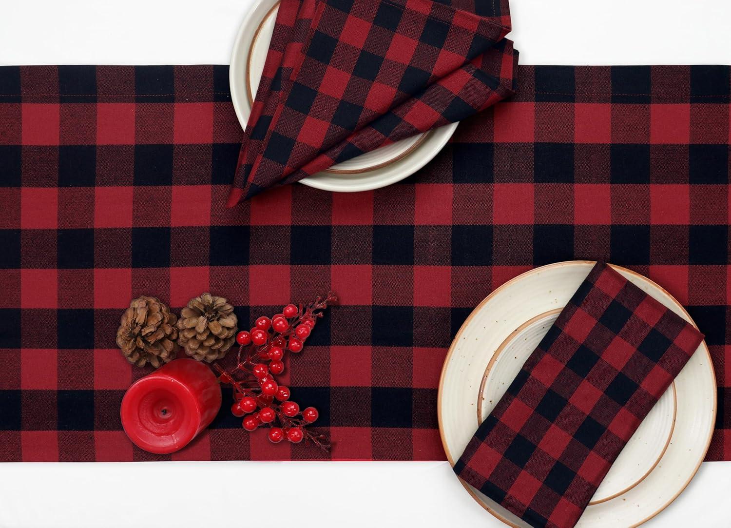 image:imagePurpleEssences 4th of July Buffalo Plaid Table Runner 14 x 90 inch Classic Farmhouse 100 Cotton Checkered Table Runner Veterans Day Red Blue White14 x 108 Inch