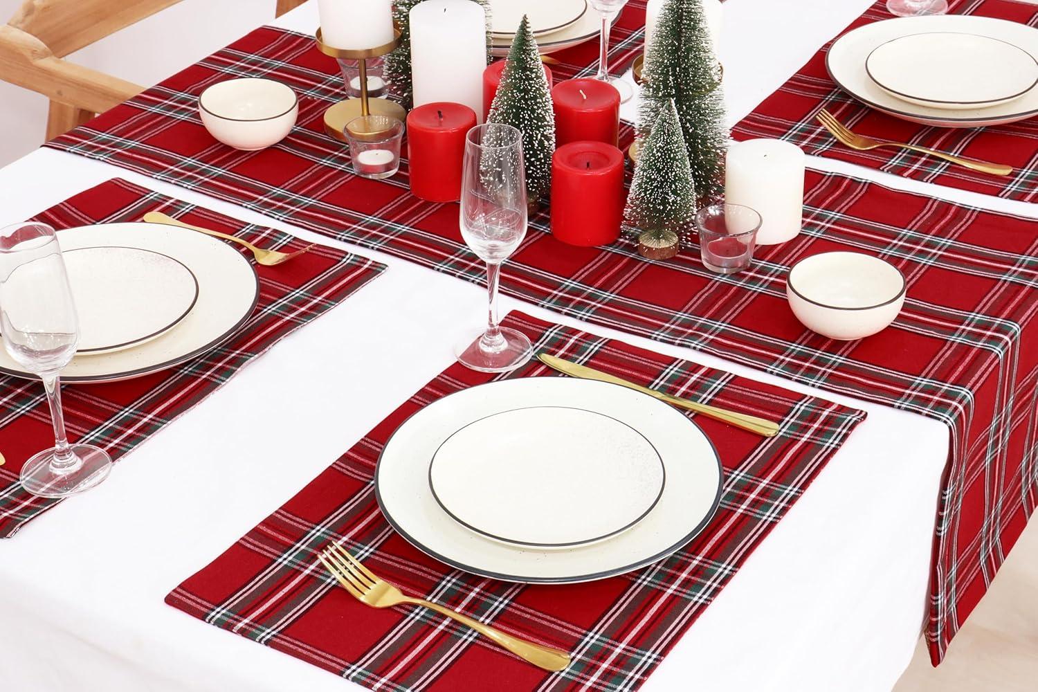 image:imagePurpleEssences 4th of July Buffalo Plaid Table Runner 14 x 90 inch Classic Farmhouse 100 Cotton Checkered Table Runner Veterans Day Red Blue White14 x 72 Inch