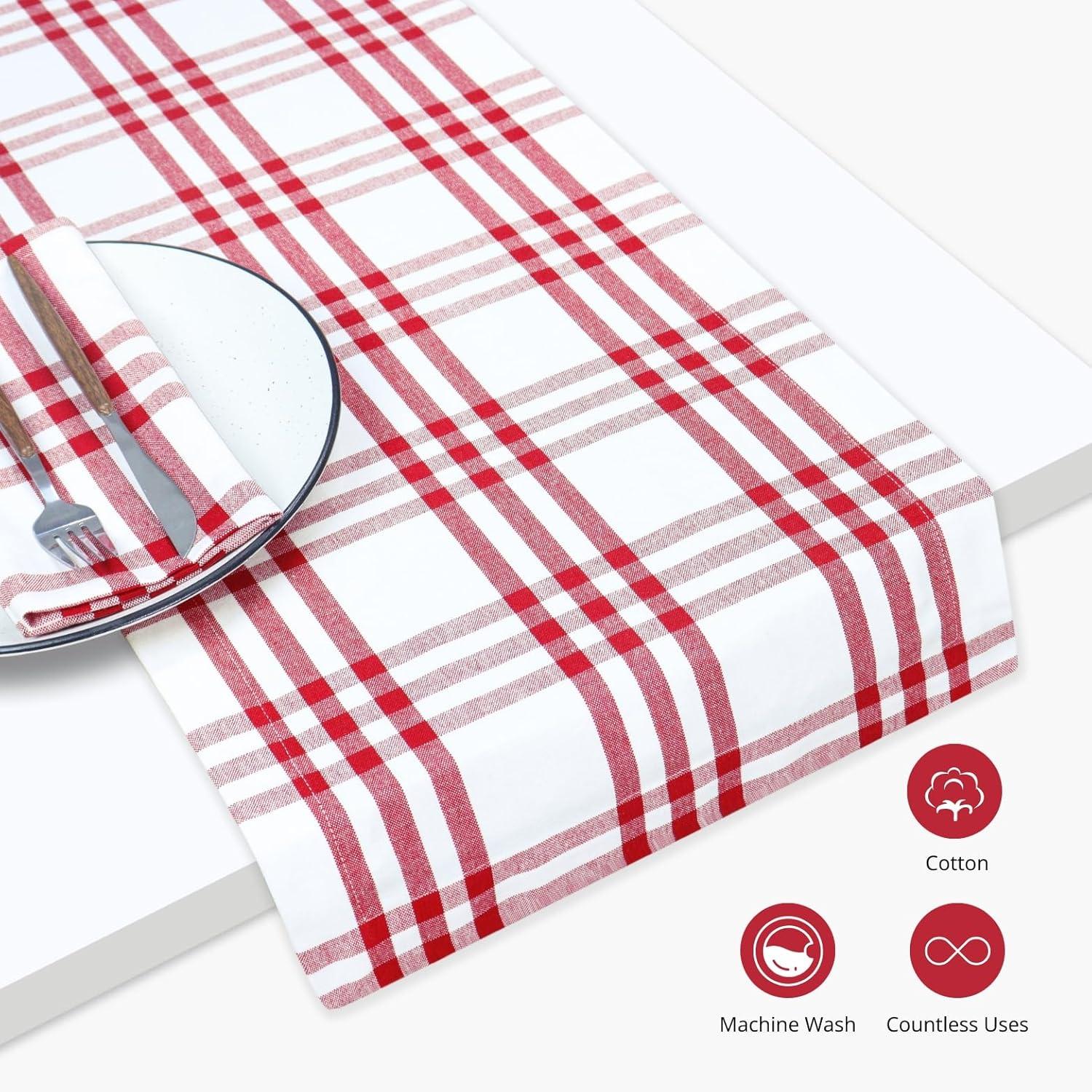 image:imagePurpleEssences 4th of July Buffalo Plaid Table Runner 14 x 90 inch Classic Farmhouse 100 Cotton Checkered Table Runner Veterans Day Red Blue White14 x 54 Inch