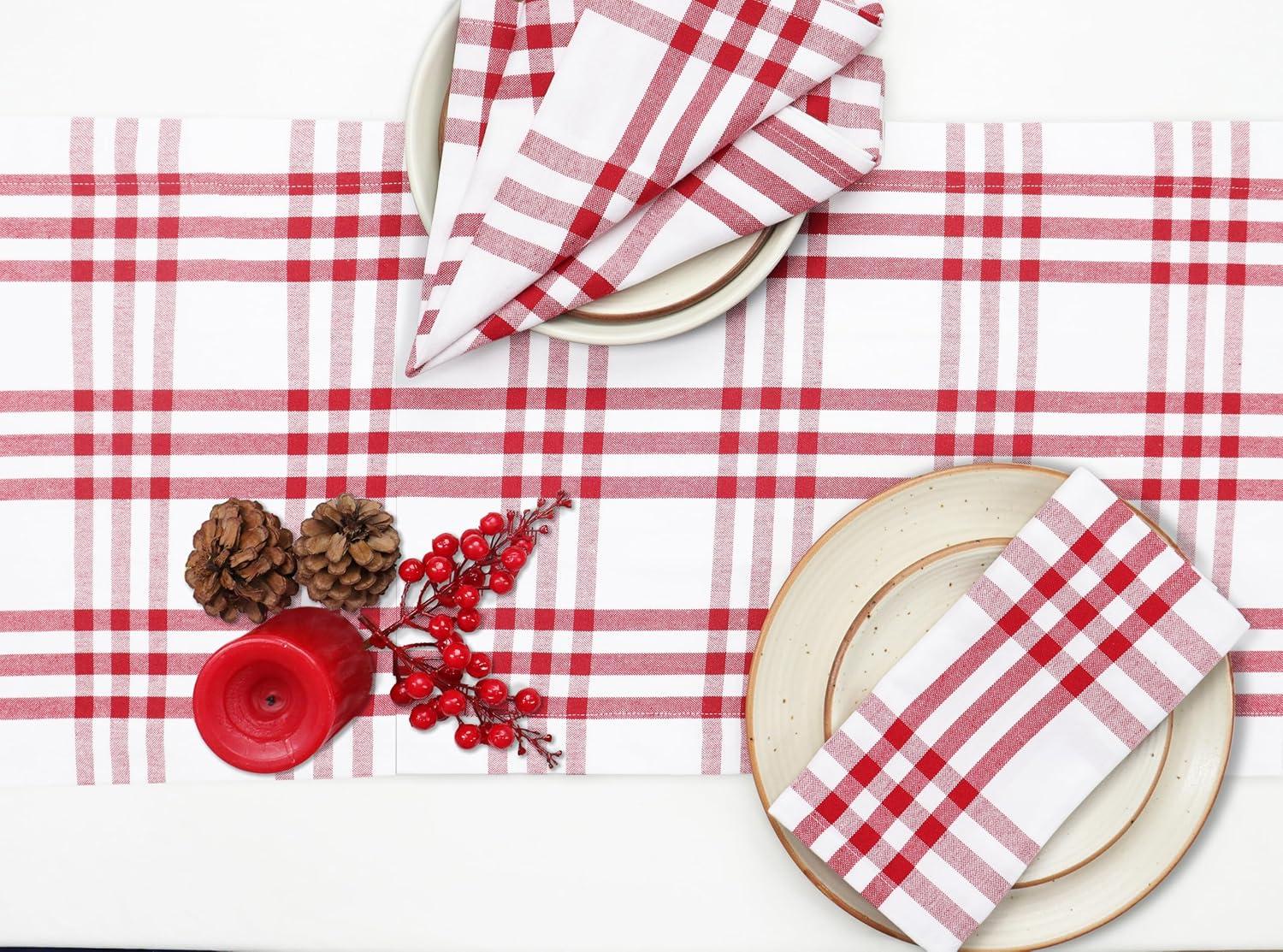 image:imagePurpleEssences 4th of July Buffalo Plaid Table Runner 14 x 90 inch Classic Farmhouse 100 Cotton Checkered Table Runner Veterans Day Red Blue White14 x 54 Inch