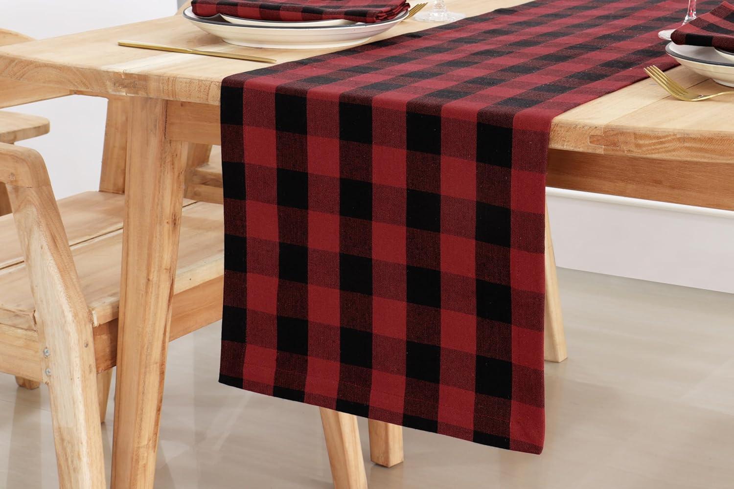image:imagePurpleEssences 4th of July Buffalo Plaid Table Runner 14 x 90 inch Classic Farmhouse 100 Cotton Checkered Table Runner Veterans Day Red Blue White14 x 108 Inch