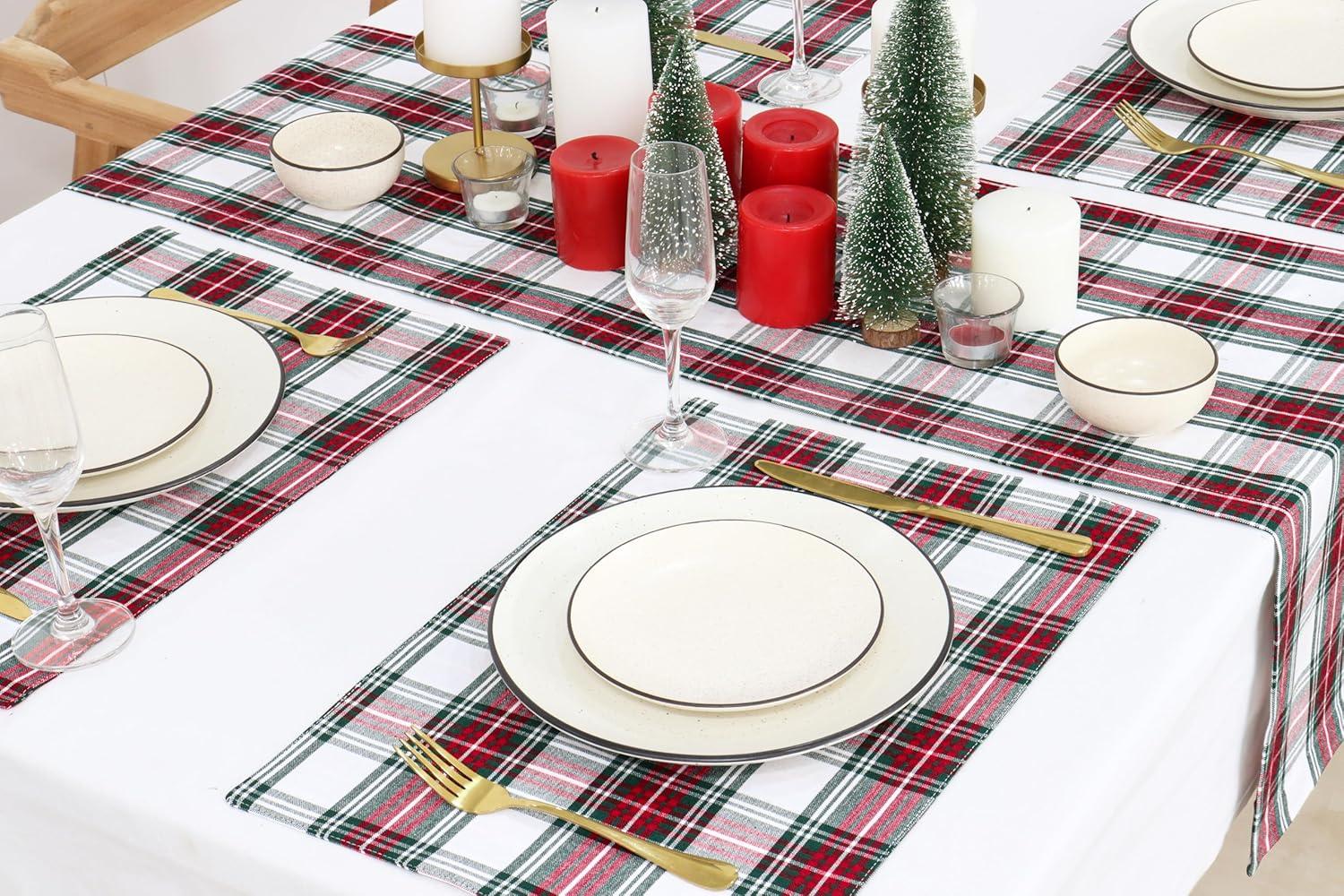 image:imagePurpleEssences 4th of July Buffalo Plaid Table Runner 14 x 90 inch Classic Farmhouse 100 Cotton Checkered Table Runner Veterans Day Red Blue White14 x 72 Inch