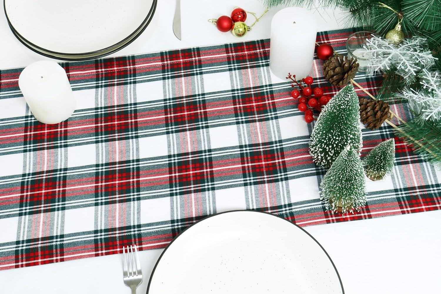 image:imagePurpleEssences 4th of July Buffalo Plaid Table Runner 14 x 90 inch Classic Farmhouse 100 Cotton Checkered Table Runner Veterans Day Red Blue White14 x 108 Inch