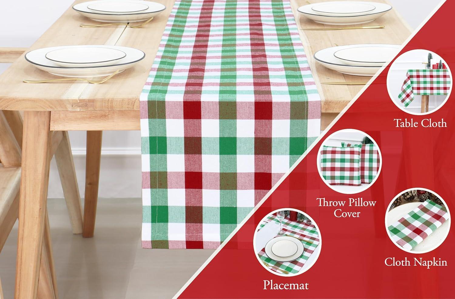 image:imagePurpleEssences 4th of July Buffalo Plaid Table Runner 14 x 90 inch Classic Farmhouse 100 Cotton Checkered Table Runner Veterans Day Red Blue White14 x 72 Inch