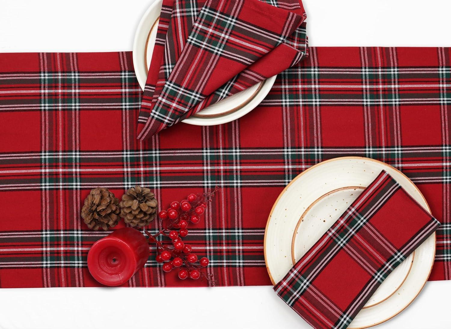image:imagePurpleEssences 4th of July Buffalo Plaid Table Runner 14 x 90 inch Classic Farmhouse 100 Cotton Checkered Table Runner Veterans Day Red Blue White14 x 72 Inch