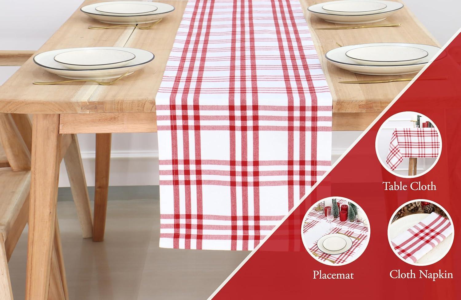 image:imagePurpleEssences 4th of July Buffalo Plaid Table Runner 14 x 90 inch Classic Farmhouse 100 Cotton Checkered Table Runner Veterans Day Red Blue White14 x 108 Inch