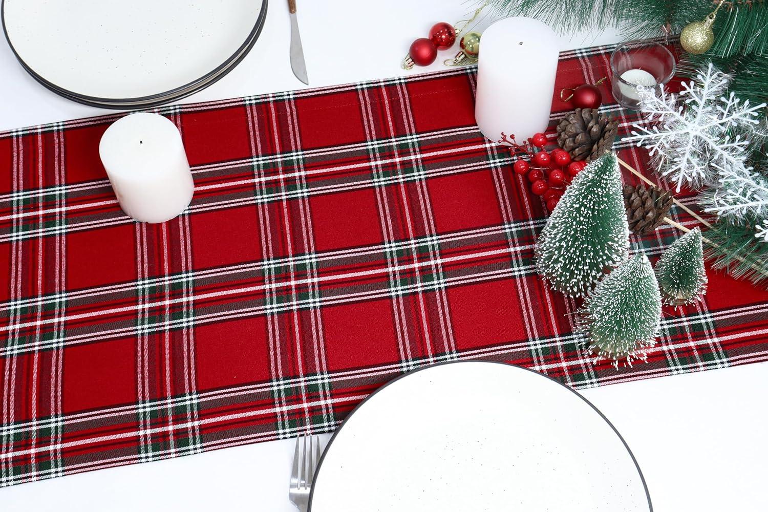 image:imagePurpleEssences 4th of July Buffalo Plaid Table Runner 14 x 90 inch Classic Farmhouse 100 Cotton Checkered Table Runner Veterans Day Red Blue White14 x 72 Inch