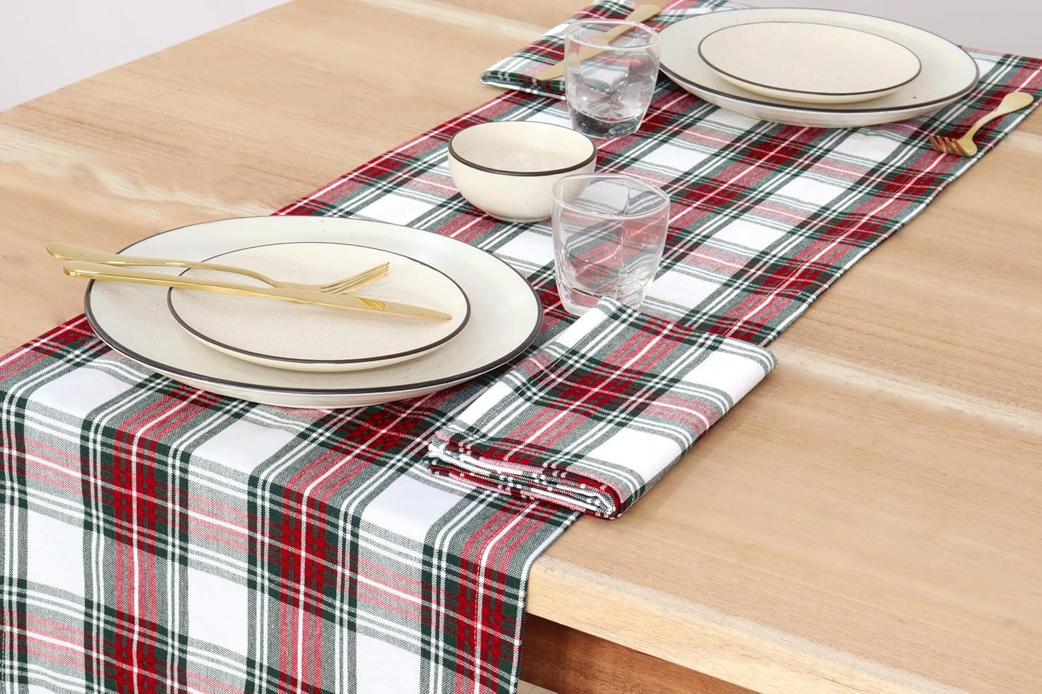 image:imagePurpleEssences 4th of July Buffalo Plaid Table Runner 14 x 90 inch Classic Farmhouse 100 Cotton Checkered Table Runner Veterans Day Red Blue White14 x 72 Inch