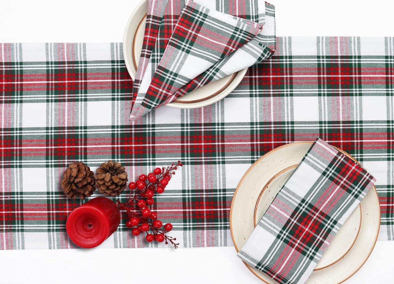 image:imagePurpleEssences 4th of July Buffalo Plaid Table Runner 14 x 90 inch Classic Farmhouse 100 Cotton Checkered Table Runner Veterans Day Red Blue White14 x 72 Inch