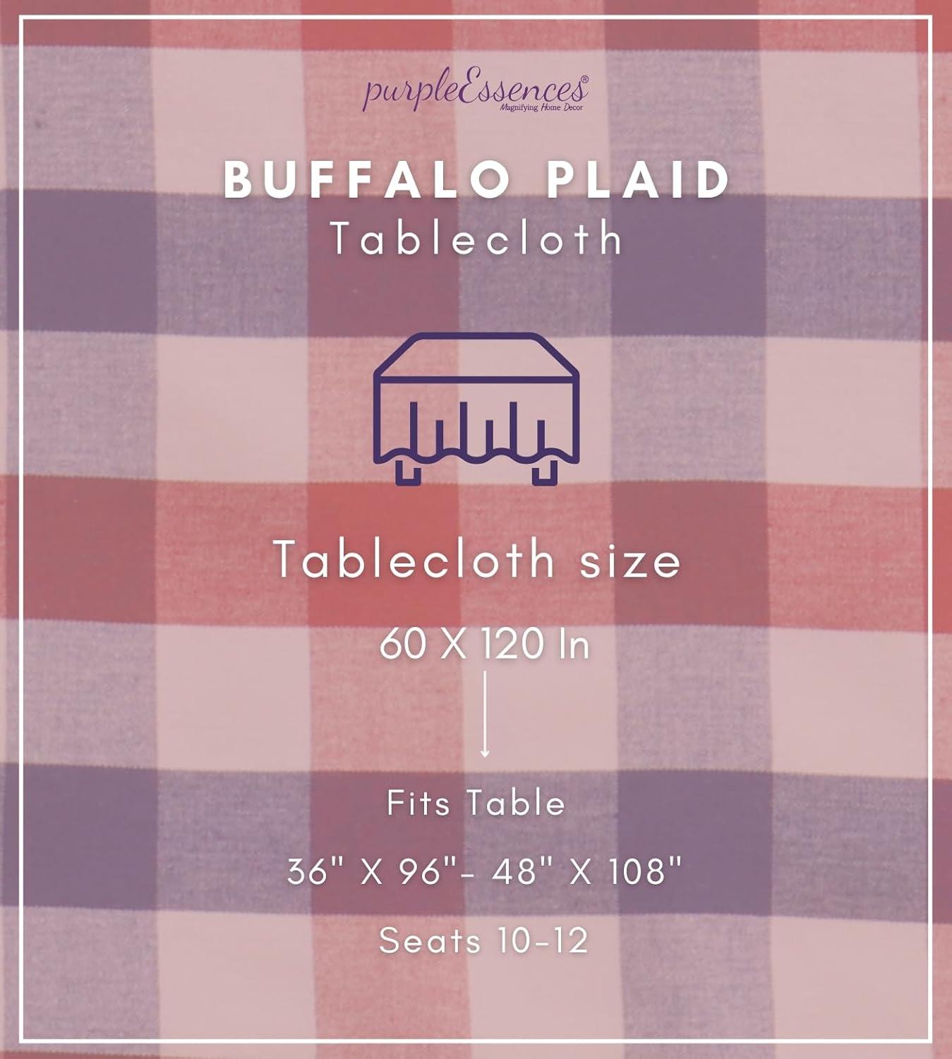 image:imagePurpleEssences 4th of July Buffalo Plaid Tablecloth Water Resistant Wipeable Washable Checkered Table Cloth for Outdoor Picnic Dining 60 x 84 Inch Veterans Day Red Blue and WhiteBuffalo Plaid 4th of July RedBlueWhite