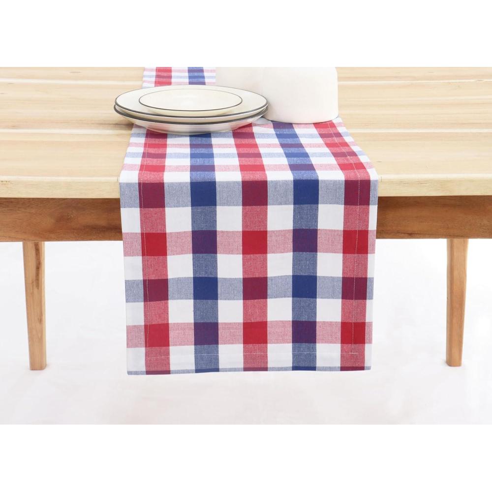 image:imagePurpleEssences 4th of July Buffalo Plaid Table Runner 14 x 90 inch Classic Farmhouse 100 Cotton Checkered Table Runner Veterans Day Red Blue White14 x 72 Inch