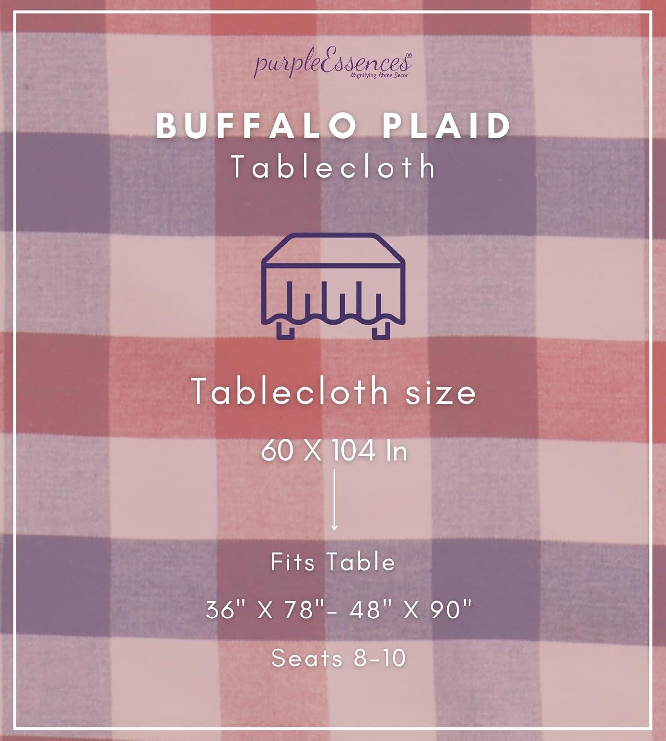 image:imagePurpleEssences 4th of July Buffalo Plaid Tablecloth Water Resistant Wipeable Washable Checkered Table Cloth for Outdoor Picnic Dining 52 x 52 Inch Veterans Day Red Blue and WhiteBuffalo Plaid 4th of July RedBlueWhite