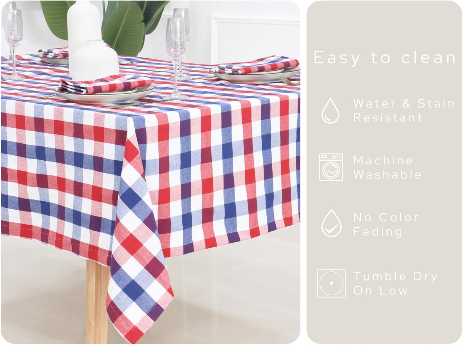 image:imagePurpleEssences 4th of July Buffalo Plaid Tablecloth Water Resistant Wipeable Washable Checkered Table Cloth for Outdoor Picnic Dining 52 x 52 Inch Veterans Day Red Blue and WhiteBuffalo Plaid 4th of July RedBlueWhite
