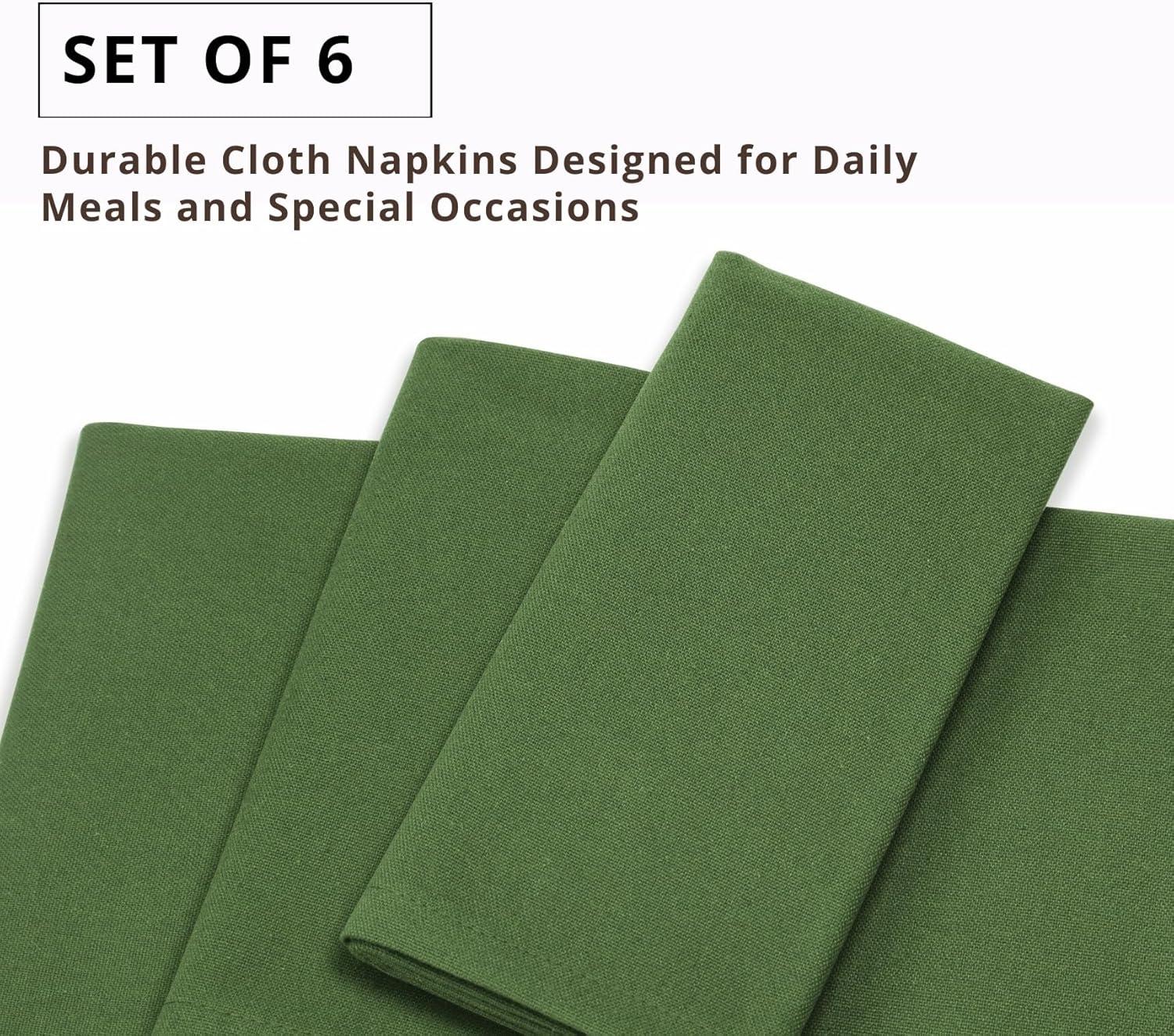 image:imagePurpleEssences Set of 6 Cloth Dinner Napkins 100 Cotton 18x18 Inch Soft Durable Washable Ideal for Farmhouse Party Christmas Holiday Winter Perfect Everyday Use Table Linen St Patricks GreenSage Green