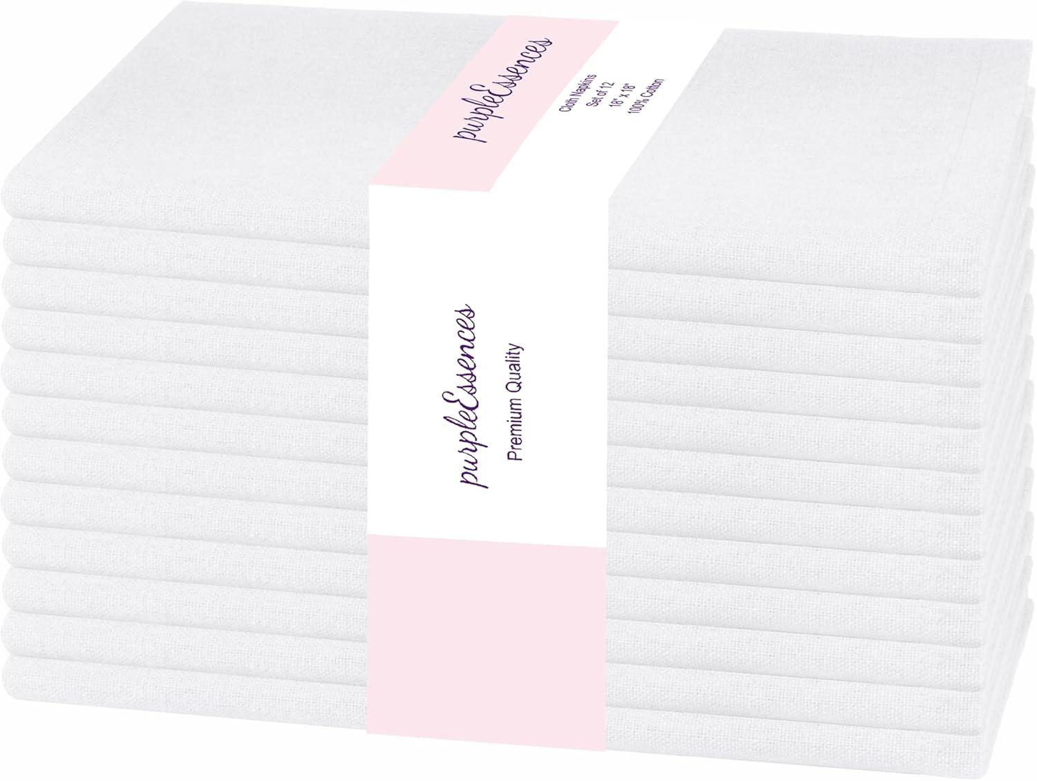 image:imagePurpleEssences Set of 6 Cloth Dinner Napkins 100 Cotton 18x18 Inch Soft Durable Washable Ideal for Farmhouse Party Christmas Holiday Winter Perfect Everyday Use Table Linen St Patricks GreenWhite