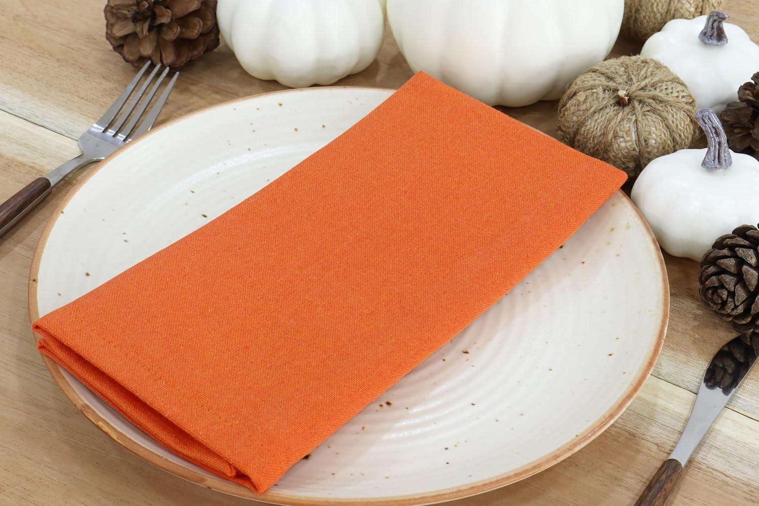 image:imagePurpleEssences Set of 6 Cloth Dinner Napkins 100 Cotton 18x18 Inch Soft Durable Washable Ideal for Farmhouse Party Christmas Holiday Winter Perfect Everyday Use Table Linen St Patricks GreenOrange