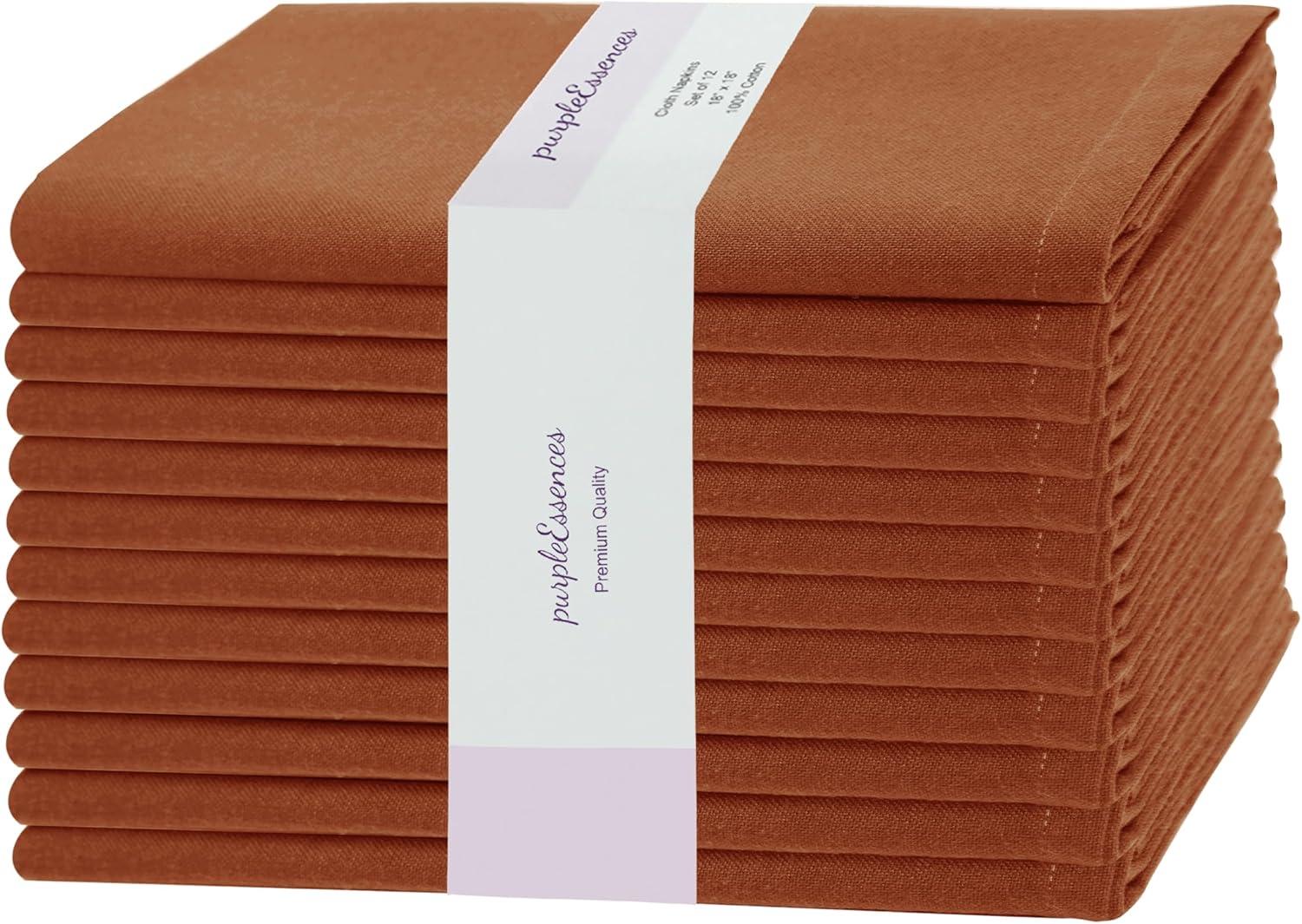 image:imagePurpleEssences Set of 6 Cloth Dinner Napkins 100 Cotton 18x18 Inch Soft Durable Washable Ideal for Farmhouse Party Christmas Holiday Winter Perfect Everyday Use Table Linen St Patricks GreenRust