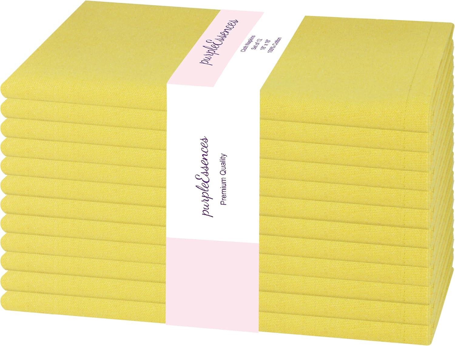 image:imagePurpleEssences Set of 6 Cloth Dinner Napkins 100 Cotton 18x18 Inch Soft Durable Washable Ideal for Farmhouse Party Christmas Holiday Winter Perfect Everyday Use Table Linen St Patricks GreenYellow
