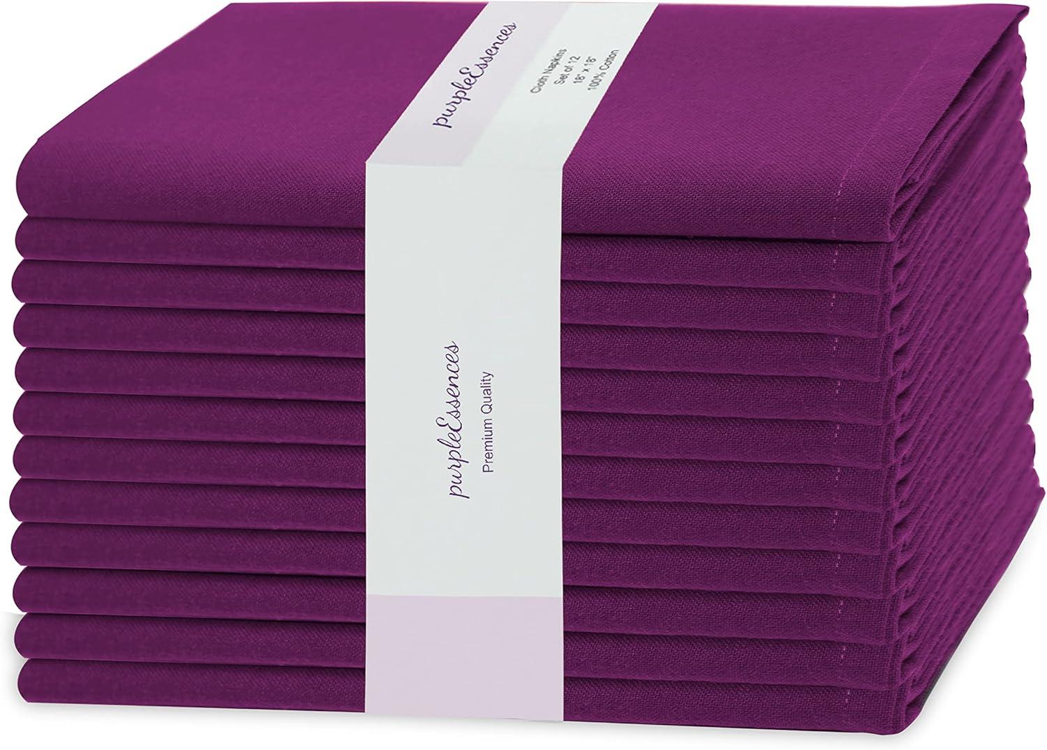 image:imagePurpleEssences Set of 6 Cloth Dinner Napkins 100 Cotton 18x18 Inch Soft Durable Washable Ideal for Farmhouse Party Christmas Holiday Winter Perfect Everyday Use Table Linen St Patricks GreenPurple