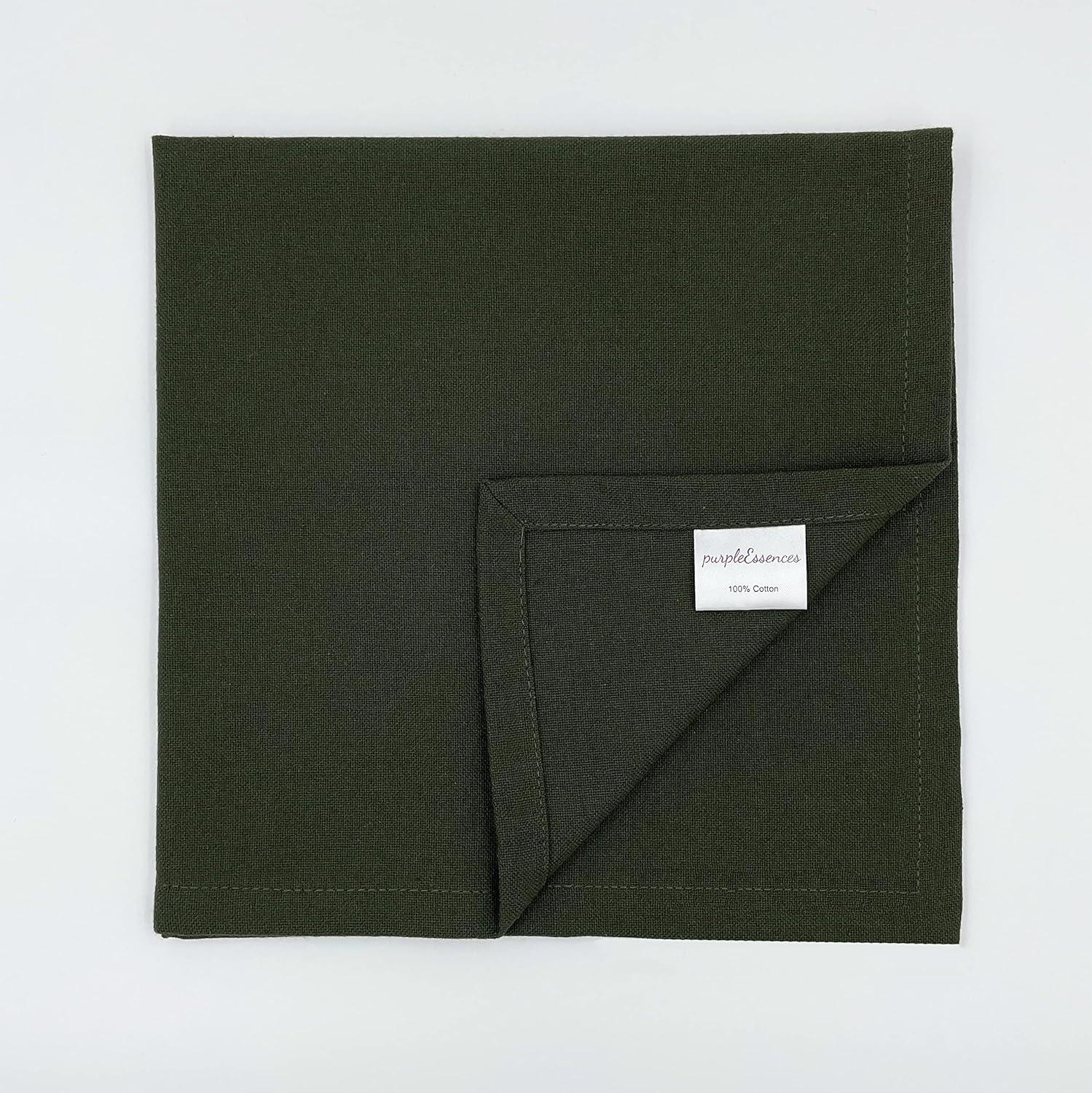 image:imagePurpleEssences Set of 6 Cloth Dinner Napkins 100 Cotton 18x18 Inch Soft Durable Washable Ideal for Farmhouse Party Christmas Holiday Winter Perfect Everyday Use Table Linen St Patricks GreenOlive Green