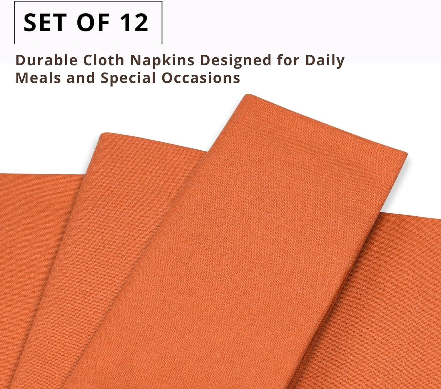 image:imagePurpleEssences Set of 6 Cloth Dinner Napkins 100 Cotton 18x18 Inch Soft Durable Washable Ideal for Farmhouse Party Christmas Holiday Winter Perfect Everyday Use Table Linen St Patricks GreenOrange