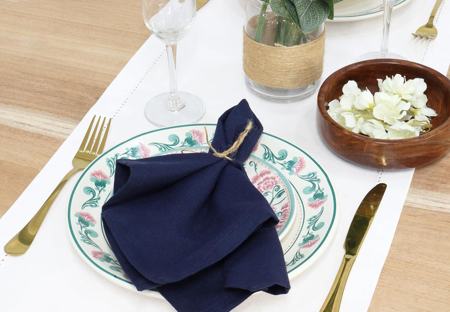 image:imagePurpleEssences Set of 6 Cloth Dinner Napkins 100 Cotton 18x18 Inch Soft Durable Washable Ideal for Farmhouse Party Christmas Holiday Winter Perfect Everyday Use Table Linen St Patricks GreenNavy Blue