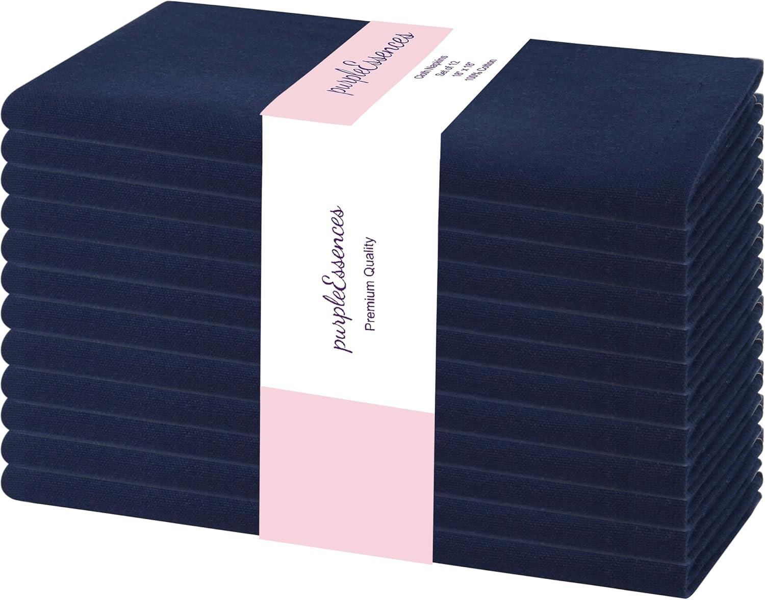 image:imagePurpleEssences Set of 6 Cloth Dinner Napkins 100 Cotton 18x18 Inch Soft Durable Washable Ideal for Farmhouse Party Christmas Holiday Winter Perfect Everyday Use Table Linen St Patricks GreenNavy Blue