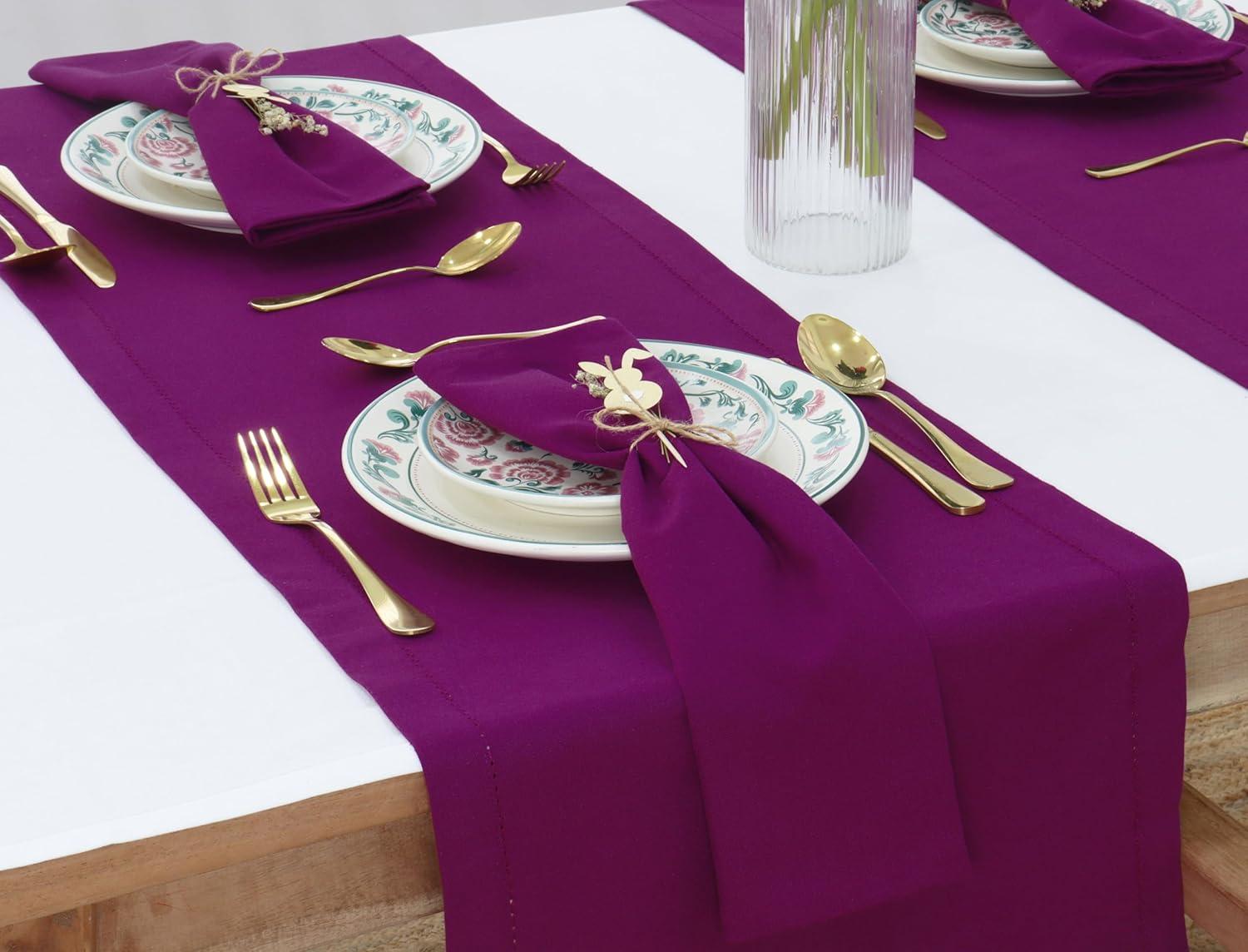 image:imagePurpleEssences Set of 6 Cloth Dinner Napkins 100 Cotton 18x18 Inch Soft Durable Washable Ideal for Farmhouse Party Christmas Holiday Winter Perfect Everyday Use Table Linen St Patricks GreenPurple