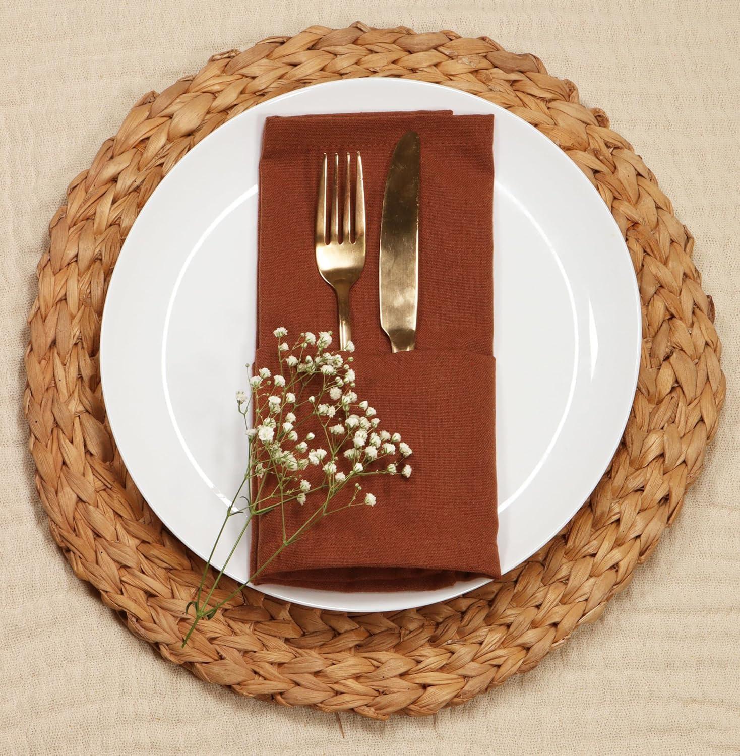 image:imagePurpleEssences Set of 6 Cloth Dinner Napkins 100 Cotton 18x18 Inch Soft Durable Washable Ideal for Farmhouse Party Christmas Holiday Winter Perfect Everyday Use Table Linen St Patricks GreenRust