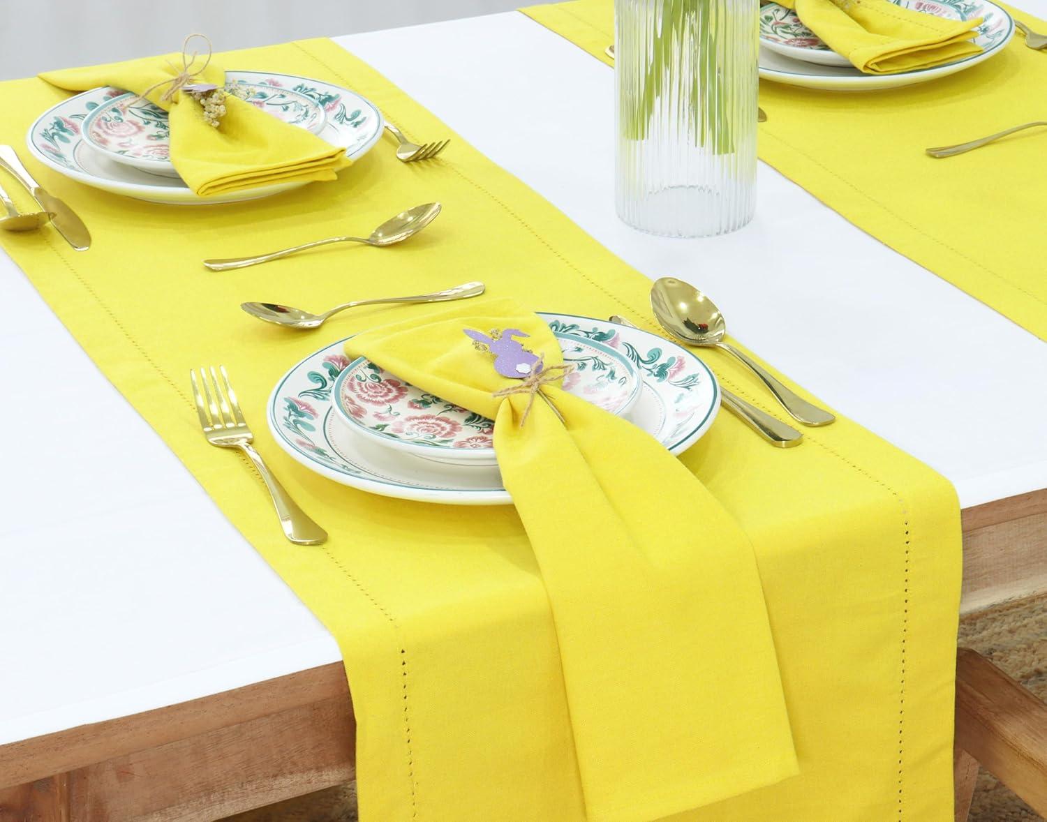 image:imagePurpleEssences Set of 6 Cloth Dinner Napkins 100 Cotton 18x18 Inch Soft Durable Washable Ideal for Farmhouse Party Christmas Holiday Winter Perfect Everyday Use Table Linen St Patricks GreenYellow