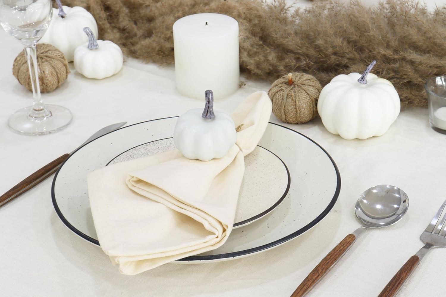 image:imagePurpleEssences Set of 6 Cloth Dinner Napkins 100 Cotton 18x18 Inch Soft Durable Washable Ideal for Farmhouse Party Christmas Holiday Winter Perfect Everyday Use Table Linen St Patricks GreenCream