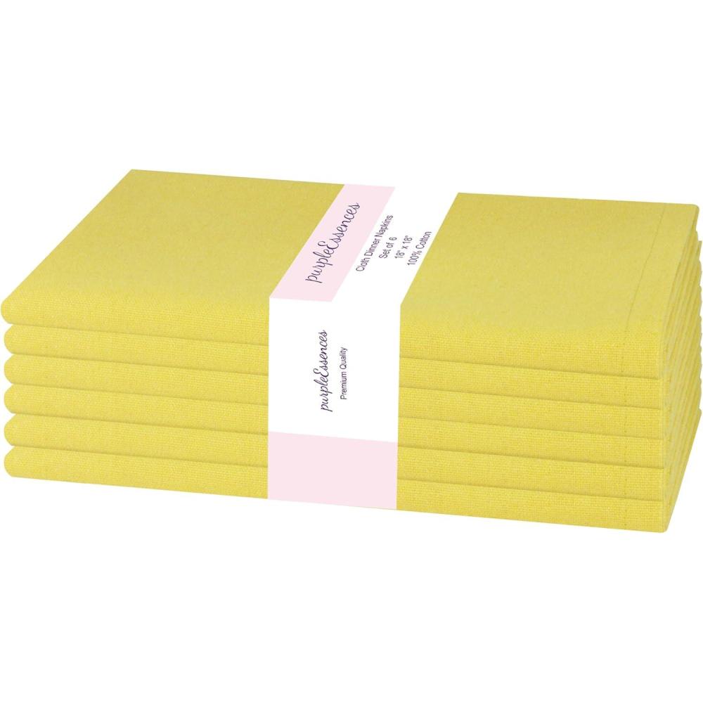 image:imagePurpleEssences Set of 6 Cloth Dinner Napkins 100 Cotton 18x18 Inch Soft Durable Washable Ideal for Farmhouse Party Christmas Holiday Winter Perfect Everyday Use Table Linen St Patricks GreenYellow