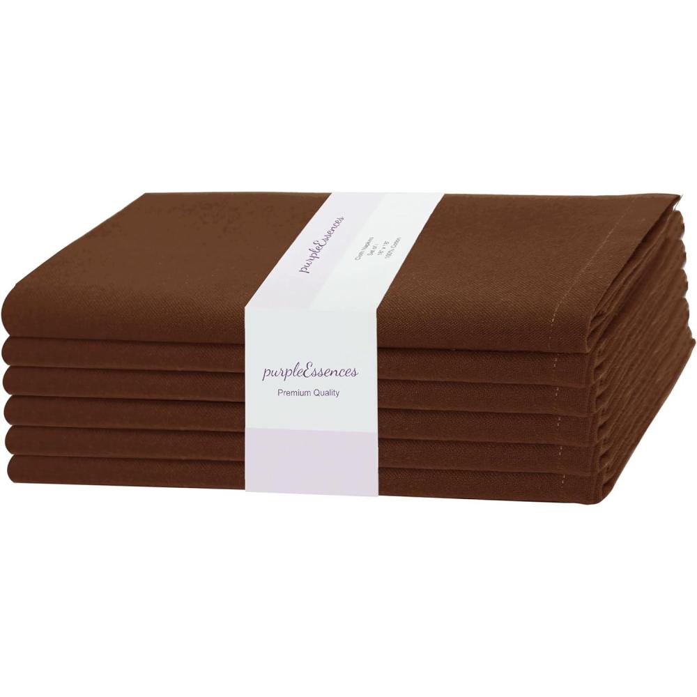 image:imagePurpleEssences Set of 6 Cloth Dinner Napkins 100 Cotton 18x18 Inch Soft Durable Washable Ideal for Farmhouse Party Christmas Holiday Winter Perfect Everyday Use Table Linen St Patricks GreenNut Brown