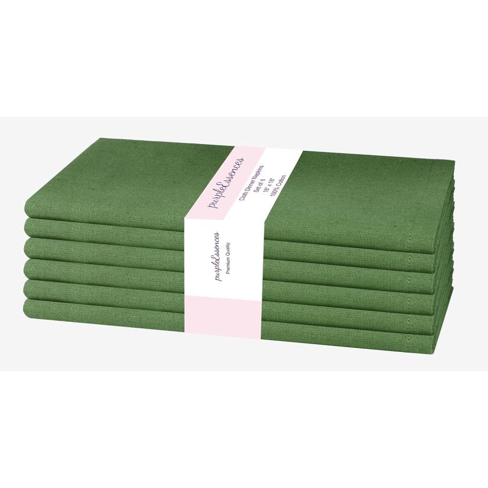 image:imagePurpleEssences Set of 6 Cloth Dinner Napkins 100 Cotton 18x18 Inch  Soft Durable Washable  Ideal for Farmhouse Party Christmas Holiday Winter  Perfect Everyday Use Table Linen  St Patricks GreenSage Green