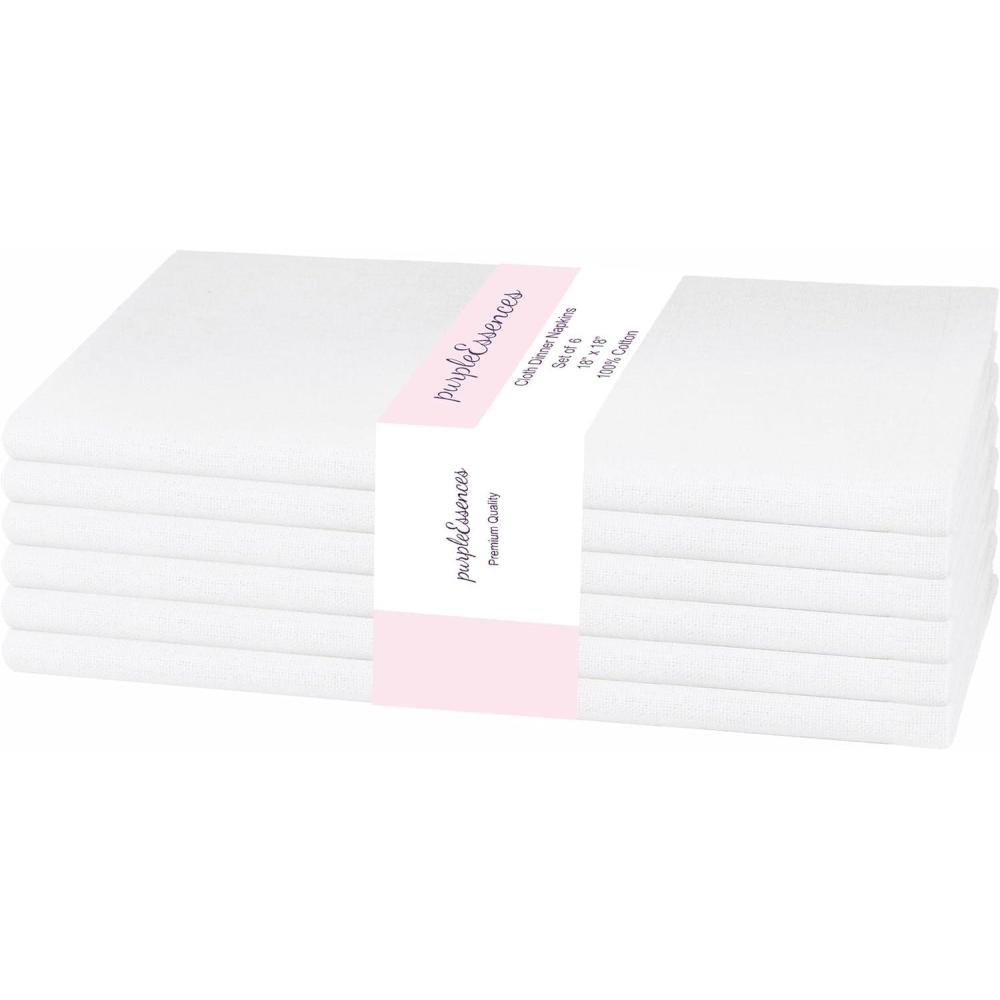 image:imagePurpleEssences Set of 6 Cloth Dinner Napkins 100 Cotton 18x18 Inch Soft Durable Washable Ideal for Farmhouse Party Christmas Holiday Winter Perfect Everyday Use Table Linen St Patricks GreenWhite
