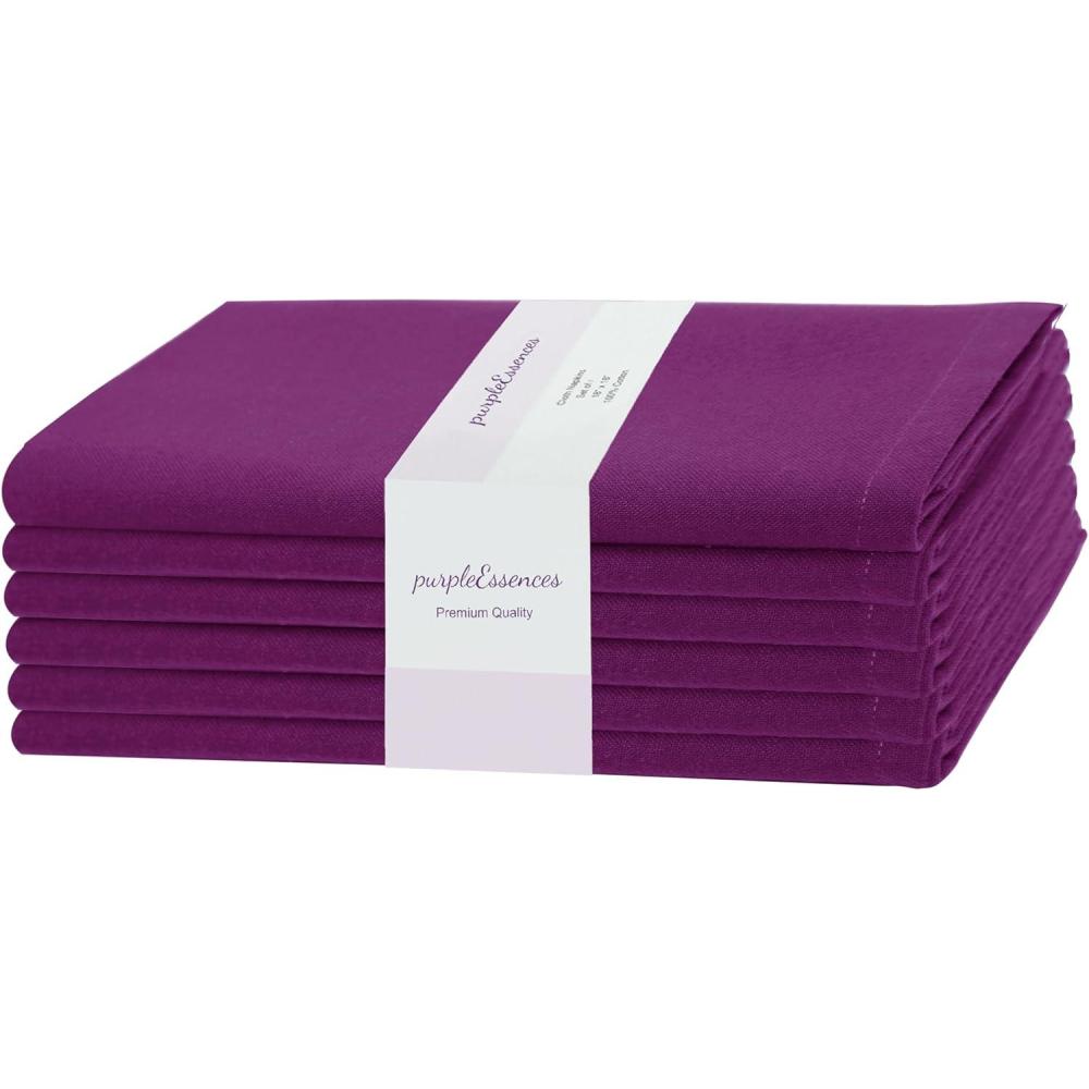 image:imagePurpleEssences Set of 6 Cloth Dinner Napkins 100 Cotton 18x18 Inch Soft Durable Washable Ideal for Farmhouse Party Christmas Holiday Winter Perfect Everyday Use Table Linen St Patricks GreenPurple