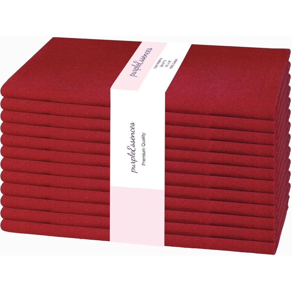 image:imagePurpleEssences Set of 6 Cloth Dinner Napkins 100 Cotton 18x18 Inch Soft Durable Washable Ideal for Farmhouse Party Christmas Holiday Winter Perfect Everyday Use Table Linen St Patricks GreenRed