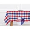 PurpleEssences 4th of July Buffalo Plaid Tablecloth – Water Resistant Wipeable Washable Checkered Table Cloth for Outdoor Picnic Dining – 52 x 52 Inch – Veterans Day – Red Blue and White(Buffalo Plaid – 4th of July Red/Blue/White)
