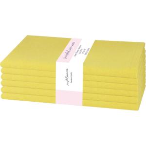 PurpleEssences Set of 6 Cloth Dinner Napkins 100% Cotton 18×18 Inch – Soft Durable Washable – Ideal for Farmhouse Party Christmas Holiday Winter – Perfect Everyday Use Table Linen – St Patricks Green(Yellow)