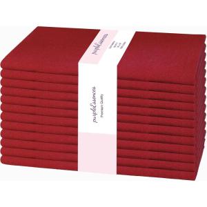 PurpleEssences Set of 6 Cloth Dinner Napkins 100% Cotton 18×18 Inch – Soft Durable Washable – Ideal for Farmhouse Party Christmas Holiday Winter – Perfect Everyday Use Table Linen – St Patricks Green(Red)