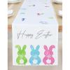 PurpleEssences Bunny Easter Table Runner – 100% Cotton – 14×72 Inch – for Seasonal Kitchen and Dining Spring Table Decor – Bunny