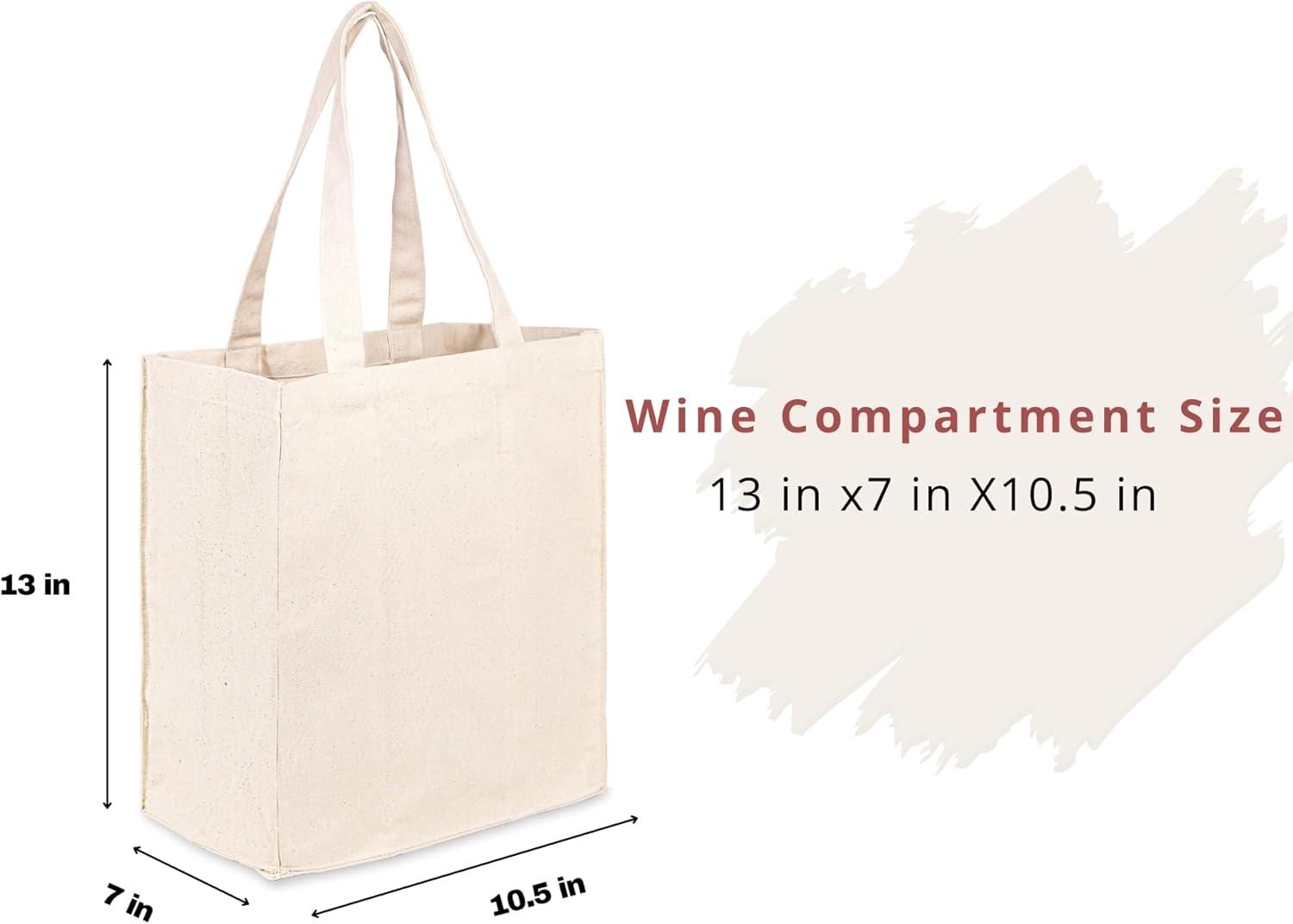 image:imagePurpleEssences Canvas Wine Tote Bag with Divider for 6 Bottle 13 x 7 x 105 Inch and Wine Gift Bag 129 x 56 Inch Pack of 1 Cat and Natural