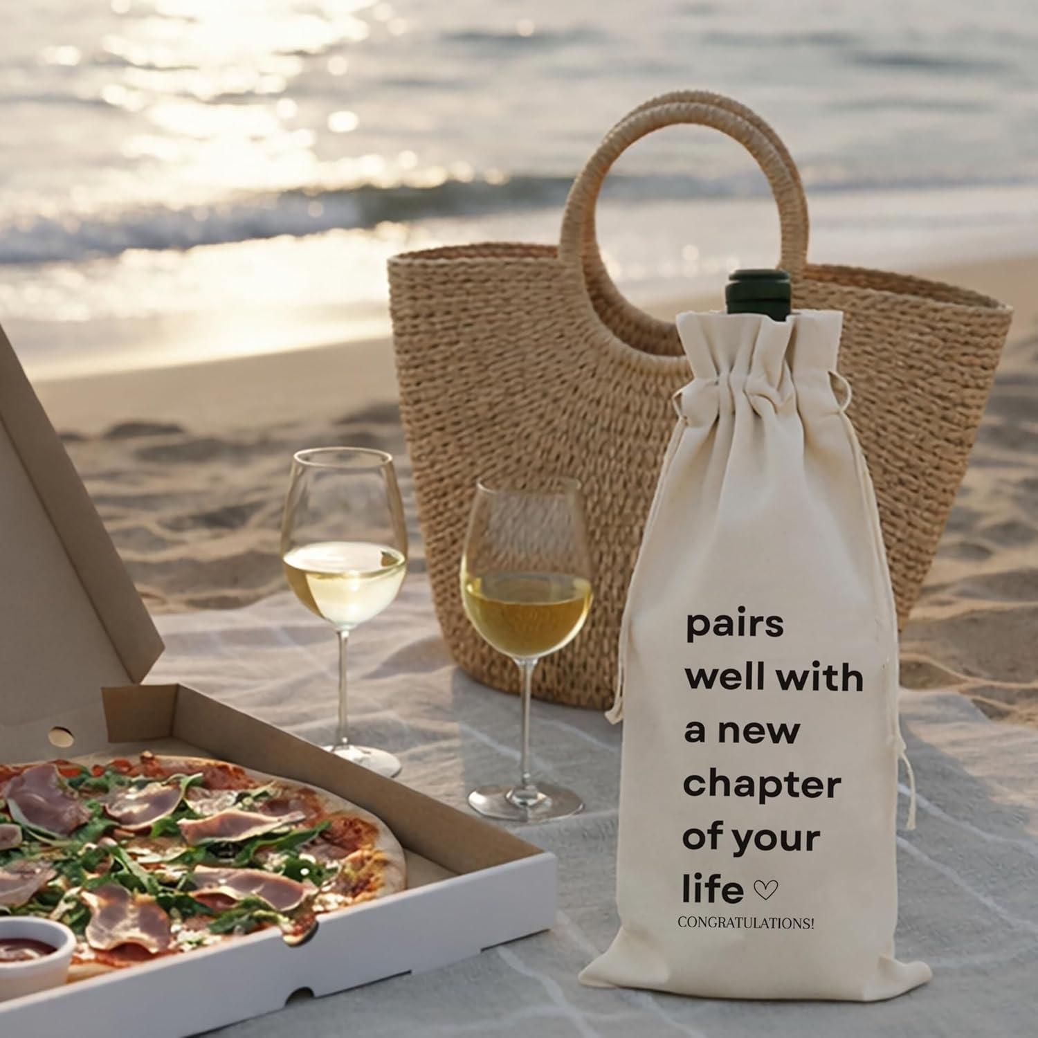 image:imagePurpleEssences Canvas Wine Tote Bag with Divider for 6 Bottle 13 x 7 x 105 Inch and Wine Gift Bag 129 x 56 Inch Pack of 1 Natural and New Chapter