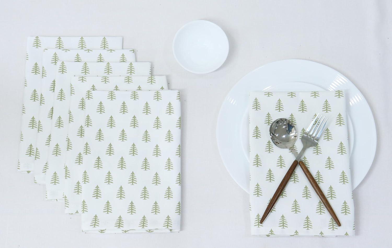 image:imagePurpleEssences Christmas Tree Napkins Set of 6 amp Cloth Napkins Set of 1218 x 18 Inch Sage Green