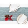 PurpleEssences Chambray Table Runner with Fringes, 13×72 Inch and Chambray Placemats with Fringes, Set of 4, 13×19 Inch – 100% Cotton – Forest Green and H.White