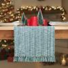 PurpleEssences Chambray Table Runner with Fringes, 13×72 Inch and Chambray Placemats with Fringes, Set of 4, 13×19 Inch – 100% Cotton – Forest Green and H.White
