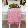 PurpleEssences Chambray Table Runner with Fringes, 13×72 Inch and Chambray Placemats with Fringes, Set of 4, 13×19 Inch – 100% Cotton – Red and H.White
