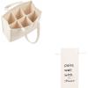 PurpleEssences Canvas Wine Tote Bag with Divider for 6 Bottle 13 x 7 x 10.5 Inch and Wine Gift Bag 12.9 x 5.6 Inch – Pack of 1 – Natural and Forever
